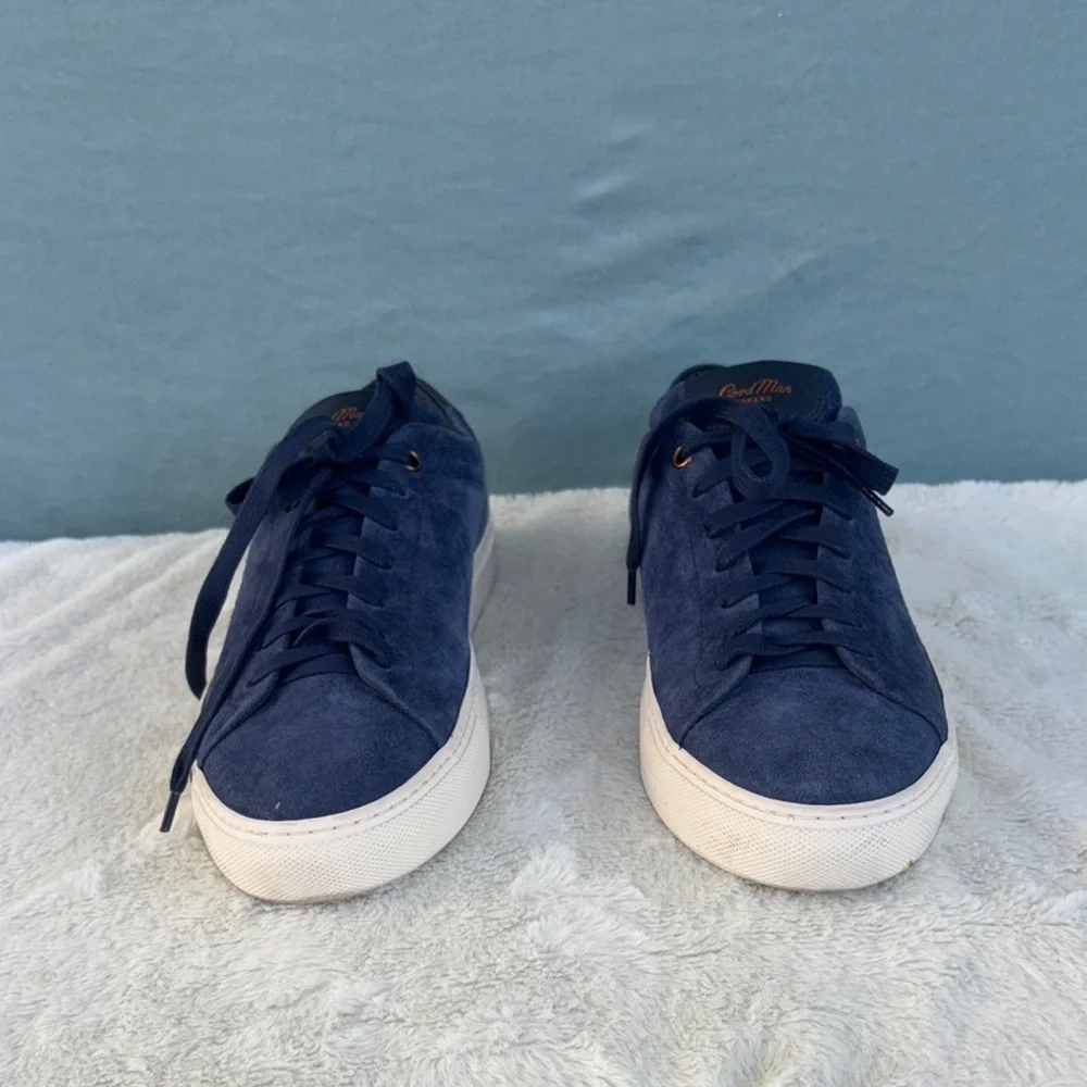 EUC Good Man Brand Blue and White Suede Sneakers with Lace-Up Design Size 8